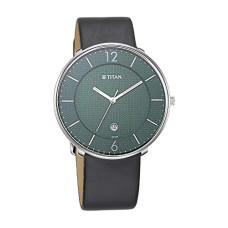 Deals, Discounts & Offers on Men - Titan Men Leather Analog Green Dial Watch-1849Sl02/Nr1849Sl02, Band Color-Black