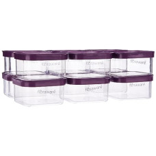 Deals, Discounts & Offers on  - Floraware Food Safe Plastic Multiuse Square Fit-Lock Airtight Storage Jar, Grocery Container, BPA free, 750 ML (Purple, 1)