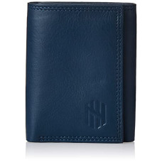 Deals, Discounts & Offers on  - Nelle Harper Men's Leather Trifold Wallet, Blue, (NHMLWV005)