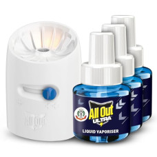Deals, Discounts & Offers on  - All Out Ultra Liquid Vaporizer, Machine + 3 Refills (45ml each) | Kills Dengue, Malaria & Chikungunya Spreading Mosquitoes| India's Only Mosquito Killer Brand Recommended by Indian Medical Association