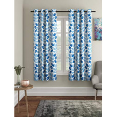 Deals, Discounts & Offers on  - Cortina 2 Piece Floral Design Panel Eyelet Polyester Window Curtains - 5 Feet, Blue