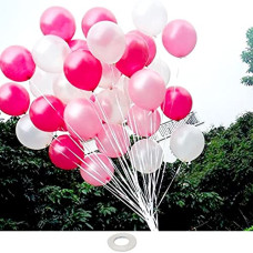 Deals, Discounts & Offers on  - AMFIN (Pack of 25) 10 inch Metallic Balloons Pink, Red and White for Birthday Decoration, Decoration
