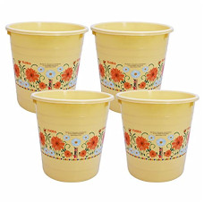 Deals, Discounts & Offers on  - Wonder Homeware WBP 101 Printed Dustbin Set, Set of 4 pc 6 LTR, Yellow Color, Made in India, KBS02807