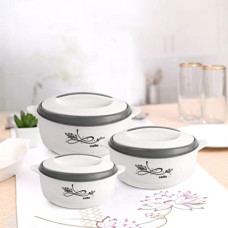 Deals, Discounts & Offers on  - Cello Sapphire | Insulated Inner Steel Casserole | Set of 3 (1500, 1000, 500) | BPA Free | Food Grade | Serving, White