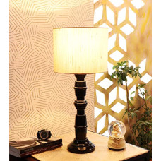 Deals, Discounts & Offers on  - tu casa Ntu-171 Off White Cotton Shade Table lamp with Wood Base Holder type-b-22 (Bulb not Included)