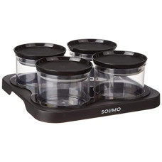 Deals, Discounts & Offers on  - Amazon Brand - Solimo Airtight Plastic Storage Container Set, With 4 Containers (500ml) & Serving Tray, BPA Free, Black