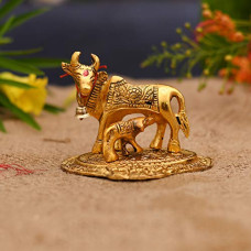 Deals, Discounts & Offers on  - Collectible India Kamdhenu Cow with Calf Metal Statue Figurine Decorative Gift Item Showpiece for Home Decor - Diwali Decorations Religious Items
