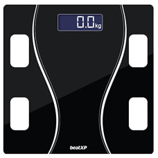 Deals, Discounts & Offers on  - beatXP Black Art Weighing Machine with Backlit LCD Panel & 5mm Thick Tempered Glass, Weight Machine