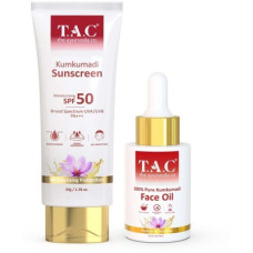 Deals, Discounts & Offers on  - TAC - The Ayurveda Co. Kumkumadi Sunscreen With SPF50 & kumkumadi Face Oil