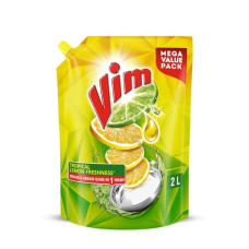Deals, Discounts & Offers on  - Vim Dishwash Liquid Gel Lemon Refill Pouch, 2 Ltr | Dishwash Gel Infused With The Power Of Lemons | Leaves No Residue