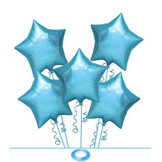 Deals, Discounts & Offers on  - AMFIN (Pack of 5) Blue Star Shape Foil Balloon with Ribbon for 1st Birthday Boys Party Decorations/Balloons