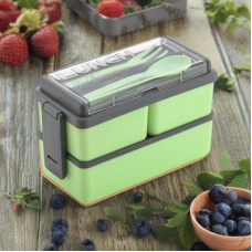 Deals, Discounts & Offers on  - Porslin Compartment Pista Color with Spoon and Fork Office School Collage 3 Containers Lunch Box(1500 ml)