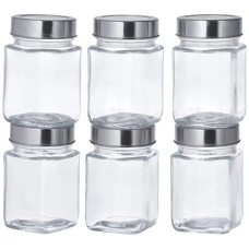 Deals, Discounts & Offers on  - Amazon Brand - Solimo Square Glass Storage Containers (Transparent, Set Of 6, 310 ml Each)