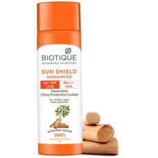 Deals, Discounts & Offers on  - BIOTIQUE Sunscreen - SPF 50 PA+ BIO SANDALWOOD UVA/UVB Sunscreen ultra soothing face lotion For all Skin Types Very Water - Resistant(190 ml)
