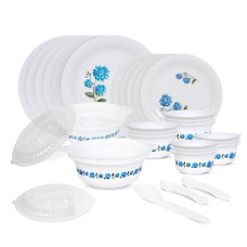 Deals, Discounts & Offers on  - RYLAN Blue Dinner Set | 36 Pieces for Family of 6 | Microwave & Dishwasher Safe | Bone-Ash Free | Crockery Set