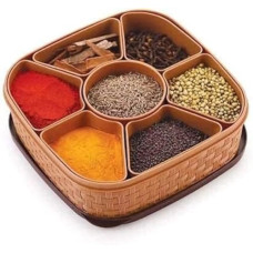 Deals, Discounts & Offers on  - Nakoda Woven Sq Titan Plastic Masala Box (Dabba) - 7 Sections, 700 Ml, Assorted Colour (Multicolour), 1 Piece