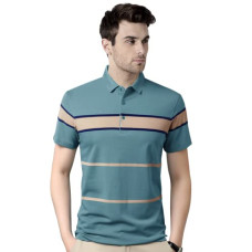 Deals, Discounts & Offers on Men - [Sizes S, M, L, XL] EYEBOGLER Men's Trendy Polo Neck Half Sleeves Striped Regular Fit T-Shirt