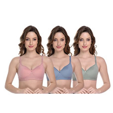 Deals, Discounts & Offers on Women - [Sizes 30B, 32B, 34B, 36B, 38B, 40B] MiEstilo Women's Cotton Blend Lightly Padded Wirefree T-Shirt Bra Combo