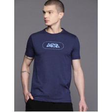 Deals, Discounts & Offers on  - HRX by Hrithik RoshanMen Printed, Typography Round Neck Cotton Blend Blue T-Shirt