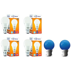 Deals, Discounts & Offers on  - wipro 10W B22D LED Cool Day White Bulb, Pack of 4 (Garnet) Glass Safelite N10004 B22 0.5-Watt Led Night Lamp (Pack Of 2, Blue)