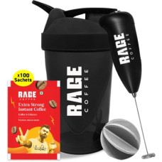 Deals, Discounts & Offers on Food and Health - RAGE Extra Strong Premium Blend Coffee Pack of 100+Multipurpose Shaker 450 ml+Frother Instant Coffee(100 x 1.5 g, Assorted Flavoured)