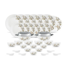 Deals, Discounts & Offers on  - Diva by La Opala, Pearl Collection, Opal Glass Dinner Set 35 pcs, Zen Garden, White