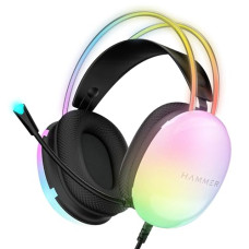 Deals, Discounts & Offers on  - HAMMER Blaze Wired Over Ear Gaming Headphones with Mic, 50mm Drivers, Stereo 7.1 Sound, RGB Lights, Compatible with Windows, Xbox, Play Station, Gaming Headset with Adjustable Bands (Black)