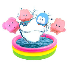 Deals, Discounts & Offers on  - PoPo Toys For Baby - 4 Pcs Bathtub Toys | Toddler Baby Bathtub | Bathing Squeeze Bath Toys | Non-Toxic | Fill with Water & Sprinkler Too | Pichku Toy