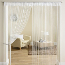 Deals, Discounts & Offers on  - HFI 1 Piece Solid Tabtop Polyester Threads String Curtain - Long Door - 9 feet, White, Semi Transparent Curtain