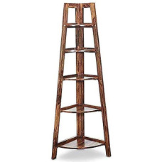 Deals, Discounts & Offers on Furniture - CUSTOM DECOR Edison Solidwood House Corner Wall Rack Shelf Heavy Duty 5 Tier Shelf - Honey Teak Brown