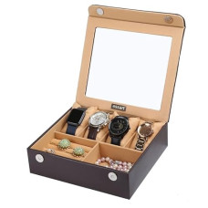 Deals, Discounts & Offers on  - Essart (Sarvika Faux Leather Suede Finish Jewellery/Trousseau/Vanity/Cosmetic/Multi-Purpose Makeup And Cufflinks Box/Watch Box Wc-4-Brown