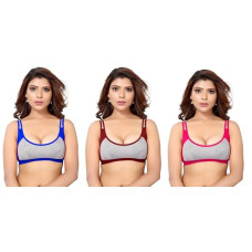 Deals, Discounts & Offers on Women - [Sizes 30, 32, 34, 36, 38, 40] Rich Enterprise Women's Cotton Blend Pack of 3 Full Comfortable Non-Padded Chami Bra