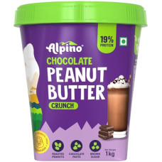 Deals, Discounts & Offers on  - ALPINO Chocolate Peanut Butter Crunch 1kg - Roasted Peanuts, Chocolate Paste, Brown Sugar & Sea Salt - 24g Protein, non-GMO, Gluten Free, Vegan  Plant Based Peanut Butter Crunchy