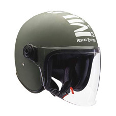 Deals, Discounts & Offers on  - Royal Enfield Open Face MLG Helmet with Clear Visor Matt Battle Green, Size: XL(61-62cm)