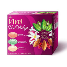 Deals, Discounts & Offers on  - Vivel VedVidya Luxury Pack of 3 Skincare Soaps for Soft, Even-toned, Clear, Radiant and Glowing Skin, Suitable for all Skin types, 300g (100g - Pack of 3), Soap