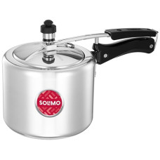 Deals, Discounts & Offers on Cookware - Amazon Brand - Solimo - Sleek Induction Bottom Aluminium Pressure Cooker - 3 Liter (Inner Lid), Silver
