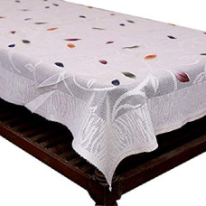 Deals, Discounts & Offers on  - Kuber Industries Cotton Floral 4 Seater Center Table Cover| Size 152 x 102 x 1 CM (White) Pack of 1