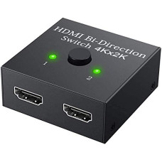 Deals, Discounts & Offers on  - LAPSTER HDMI Switch Splitter, 2 Port Bi-Directional Manual HDMI Switch 2 in 1 Out or 1 in 2 Out Splitter Supports 4K 2K 3D Full HD 1080p - 1 Year Warranty