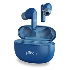 Deals, Discounts & Offers on Headphones - pTron Bassbuds Zen In-Ear TWS Earbuds with Quad Mic TruTalk ENC Calls, 50Hrs Playtime, Bluetooth 5.3 Headphones with Mic, Deep Bass, Game/Music Modes, Touch Control, Type-C Fast Charging & IPX4 (Blue)