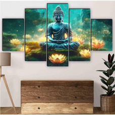 Deals, Discounts & Offers on  - SAF Buddha Paintings For Wall Decoration - Set Of Five, 3d modern art Painting for Living Room Large Size with Frames