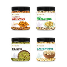 Deals, Discounts & Offers on  - FARMCRAVES Premium Dry Fruits Combo Pack (1 Kg) | Whole Almond (250g) + Cashew (250g) + Raisin (250g) + Salted Pistachios (250g) | Healthy Dry Fruit Snack Combo