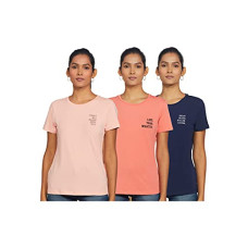 Deals, Discounts & Offers on Women - [Sizes S, M, L, XL, 2XL] Amazon Brand - INKAST Women's Cotton Regular Fit T-Shirt (Pack of 3)
