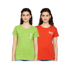 Deals, Discounts & Offers on Women - [Sizes S, L] Amazon Brand - INKAST Women's Regular Fit Cotton T-Shirt (Pack of 2)