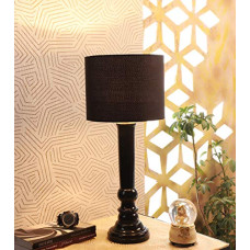 Deals, Discounts & Offers on  - Ntu-200 Black Cotton Shade Table lamp with Wood Base by tu casa Holder type-b-22 (Bulb not Included)