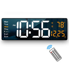 Deals, Discounts & Offers on  - Abovsare Plastic Digital Wall Clock Large Display, 16.2 Inch Large Wall Clocks, Led Digital Clock With Remote Control /Automatic Brightness Dimmer Big Clock With Date Week Temperature (Orange)