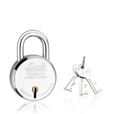 Deals, Discounts & Offers on  - Link 65mm New Round Lock | Steel Body | Iron Liver | Double Locking | 3 Silver Keys | 1 Lock | Made in India