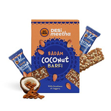 Deals, Discounts & Offers on  - GO DESi Badam Coconut Barfi | 400 Grams Burfi | Indian Sweets Gift Pack | Individually Wrapped Burfi | DESi Meetha | Dry Fruits Sweet | Almond Nuts bar | Sweets Indian Mithai