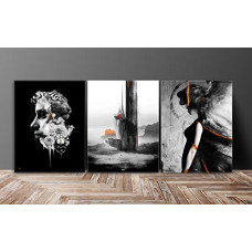 Deals, Discounts & Offers on  - SAF paintings Abstract Multieffect UV Textured Panel Painting (Set of 3, 12 Inches X 27 Inches (SANFC12282) SANFC12282