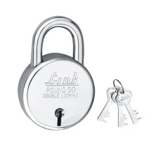 Deals, Discounts & Offers on  - Link 50mm New Round Lock | Steel Body | Iron Liver | Double Locking | 3 Silver Keys | 1 Padlock | Made in India