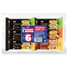 Deals, Discounts & Offers on  - Unibic Snappers Cricket Mania I Assorted Pack I Thin Potato Biscuits I Flavoured Crisps I Pack of 6 (Cream & Onion, Indie Spice, Achari Mango, Ragi Mast Masala) I 450 gm